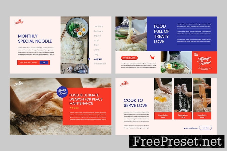 NOODLEY - Food & Restaurant Keynote Template W36F5RL