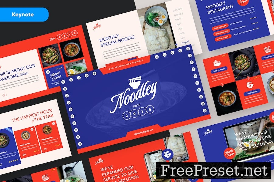 NOODLEY - Food & Restaurant Keynote Template W36F5RL