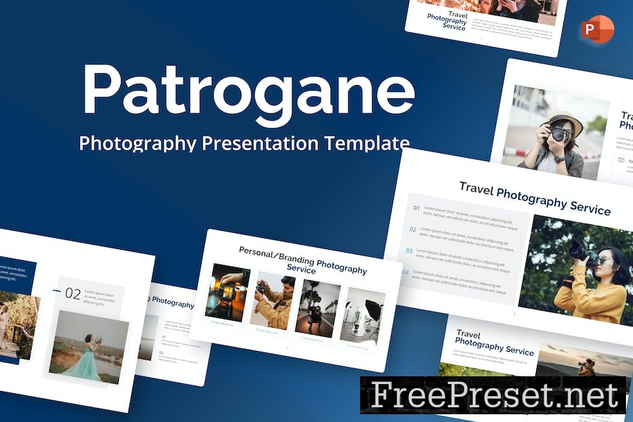 Patronage Blue Minimalist Photography PowerPoint ZGFC783