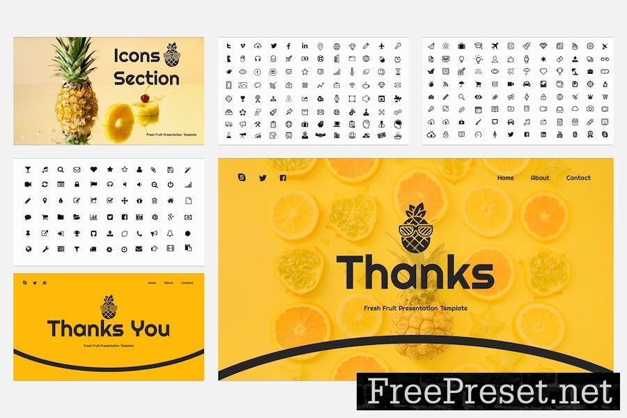 Pineapple - Fresh Fruit Keynote Template NY4FB9P