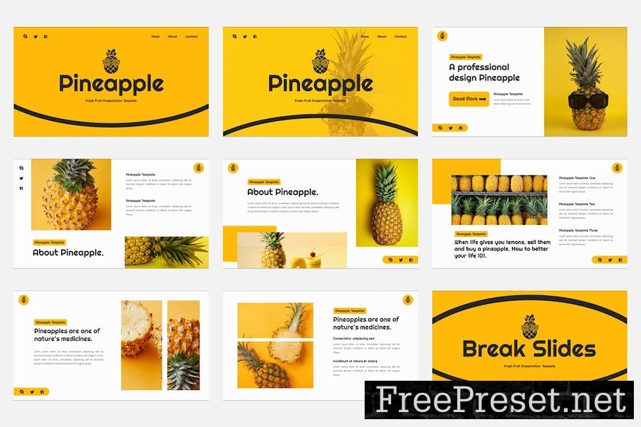 Pineapple - Fresh Fruit Keynote Template NY4FB9P