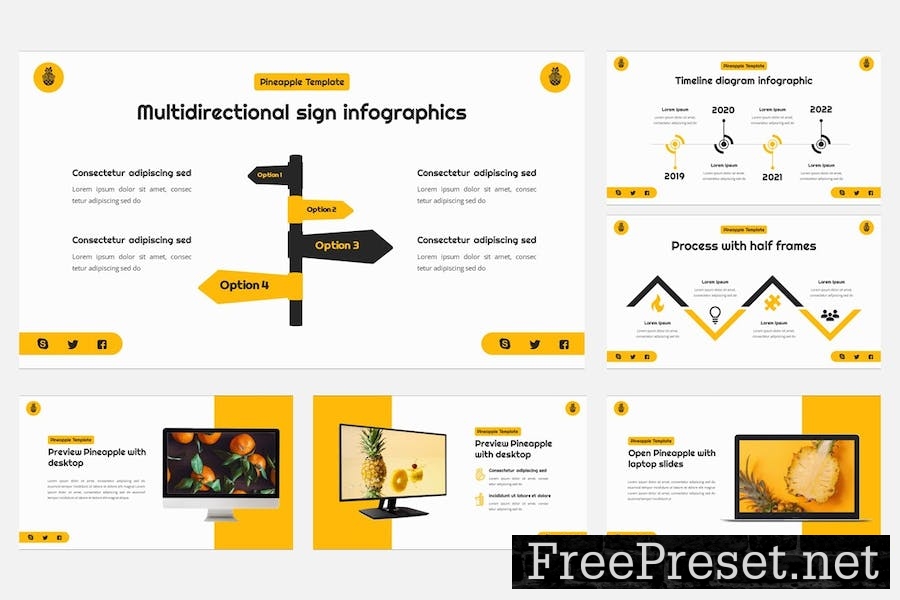 Pineapple - Fresh Fruit Keynote Template NY4FB9P