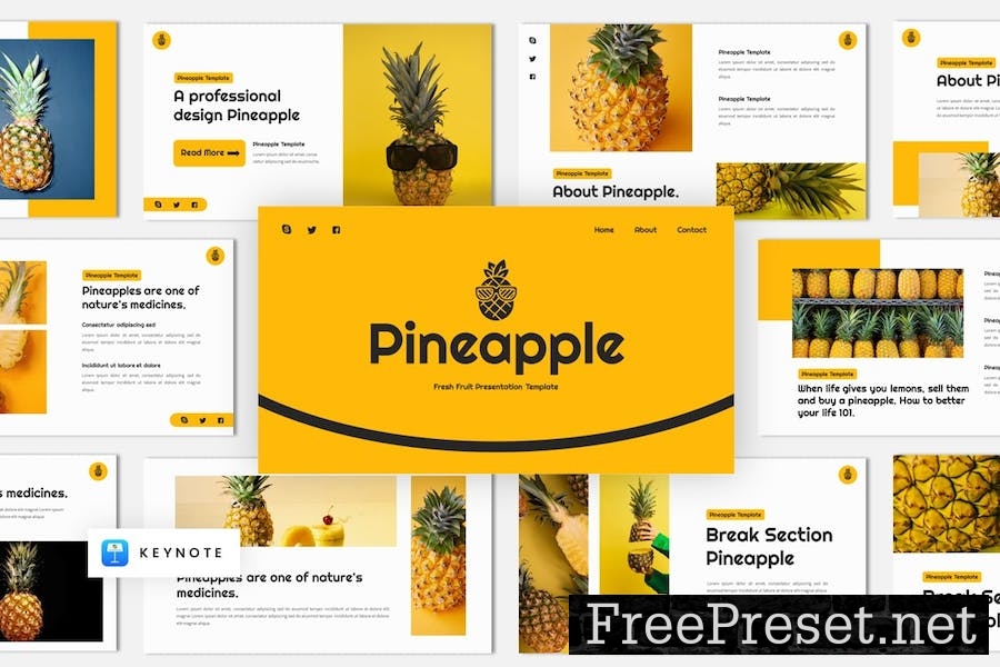 Pineapple - Fresh Fruit Keynote Template NY4FB9P