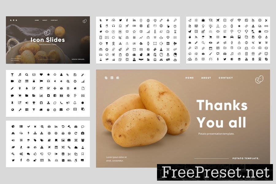 Potato Grocery & Organic Food Powerpoint Template ETGB596