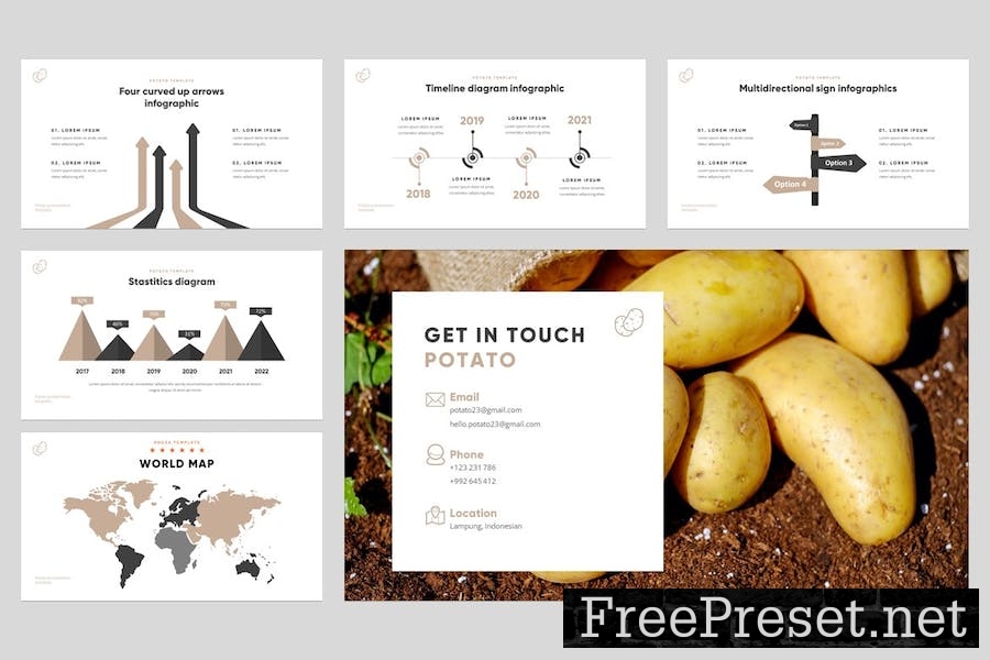 Potato Grocery & Organic Food Powerpoint Template ETGB596