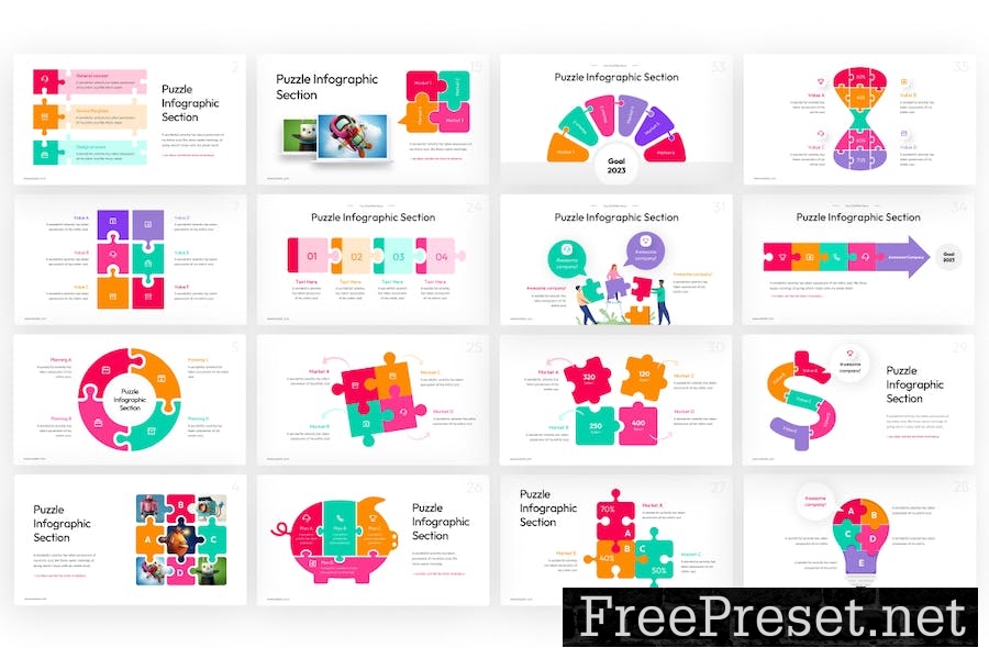 Puzzle Infographic Google Slides Template Q4MG9X4