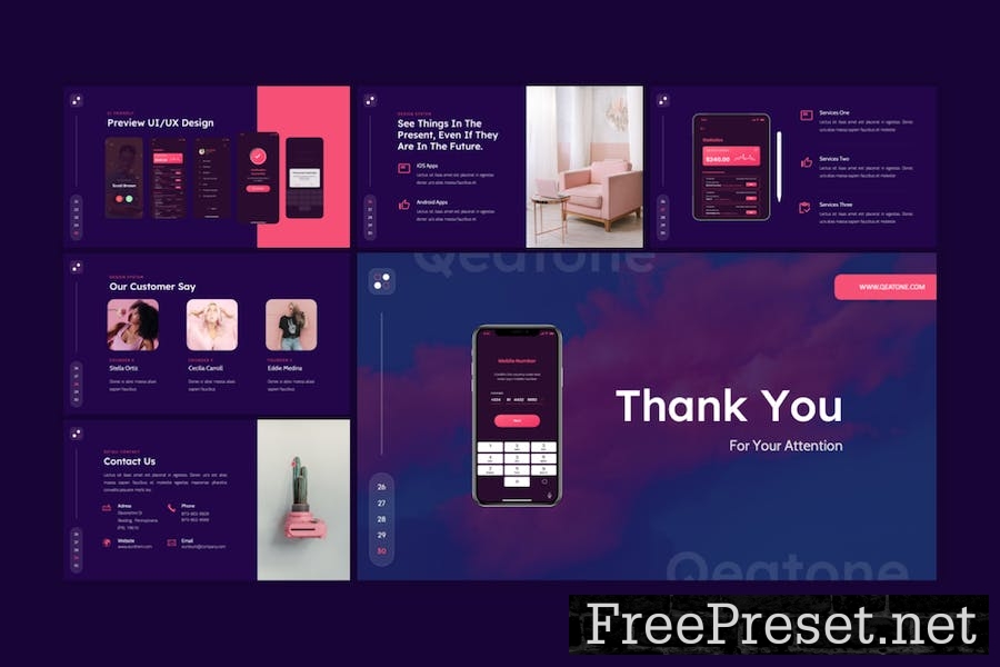 Qeatone - Mobile App & SAAS Keynote Template EJ65N5P