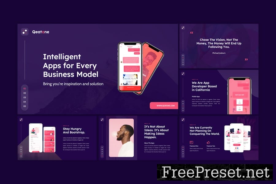 Qeatone - Mobile App & SAAS Keynote Template EJ65N5P