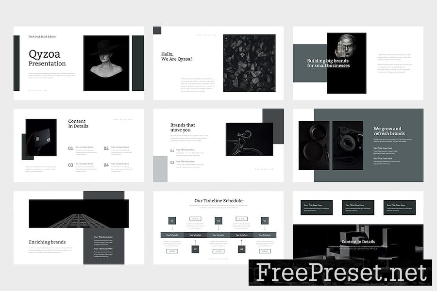 Qyzoa : Pitch Deck Black Keynote Template DP5Y99E