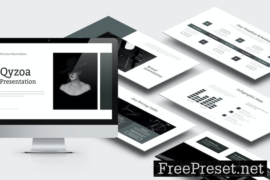 Qyzoa : Pitch Deck Black Keynote Template DP5Y99E