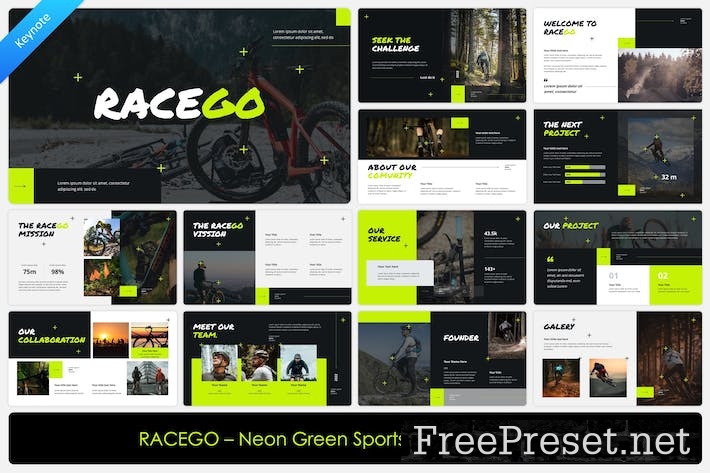 Racego - Neon Green Sports Keynote Template