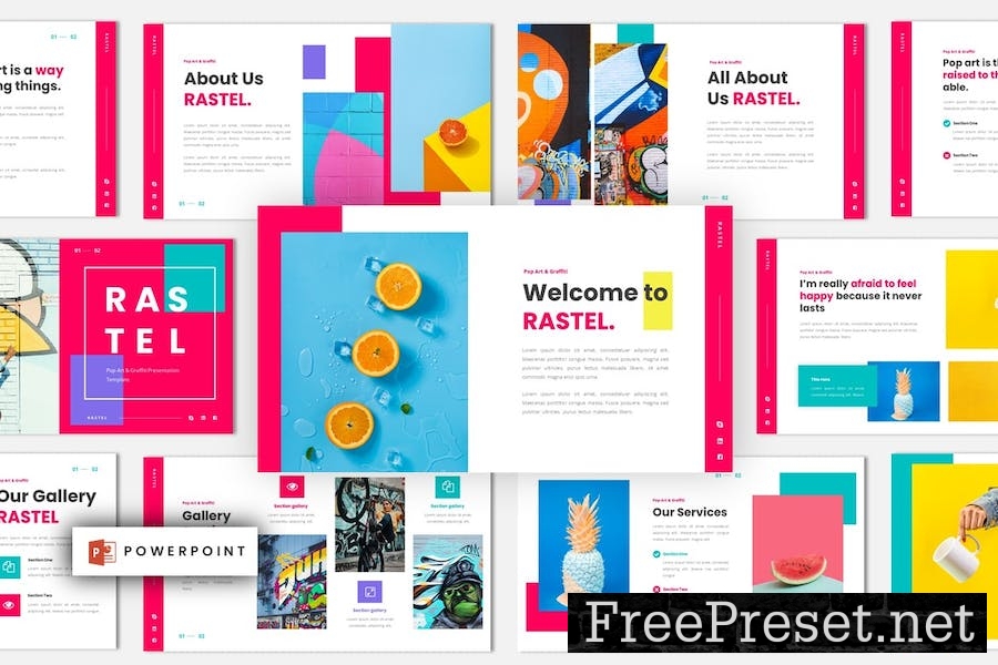 RASTEL - Pastel & Colorful Powerpoint Template 4LTWFSK