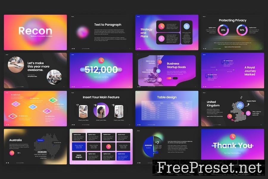 Recon Gradient Creative Google Slides Template PCTNY8T