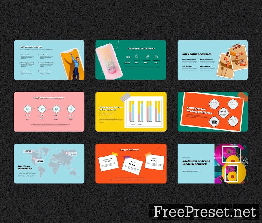 Retro – Social Media Report PowerPoint Template C5TMFVD