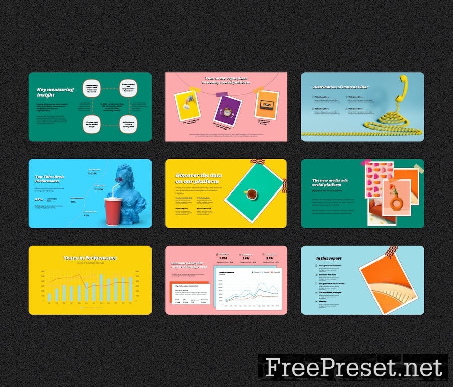 Retro – Social Media Report PowerPoint Template C5TMFVD