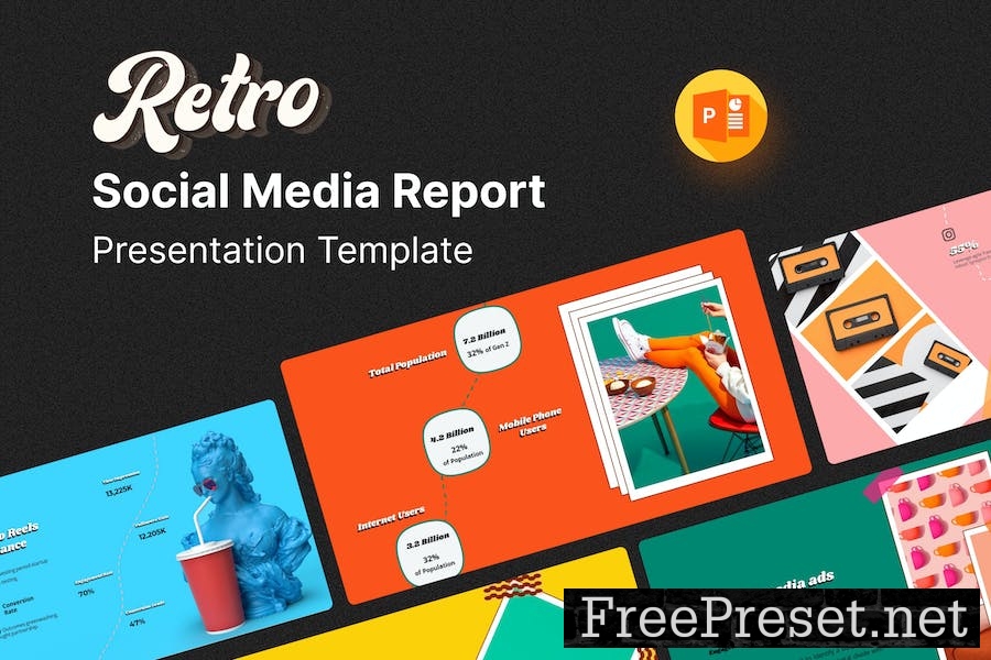 Retro – Social Media Report PowerPoint Template C5TMFVD