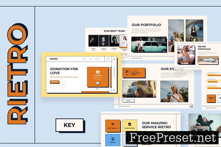 RIETRO - Retro Vintage Theme Keynote Template QTAPHGY
