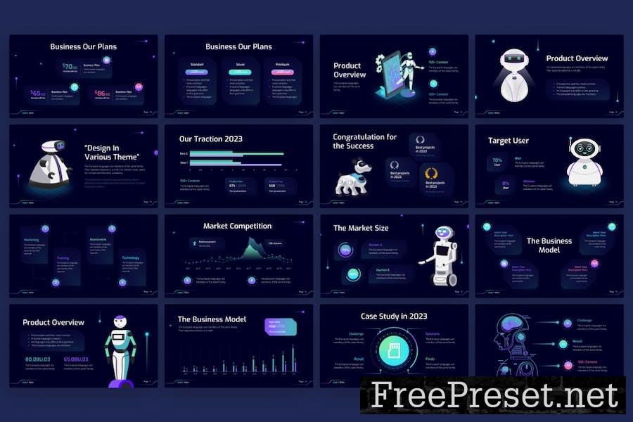 Robot Tech Pitchdeck PowerPoint Template 3PC6SUB