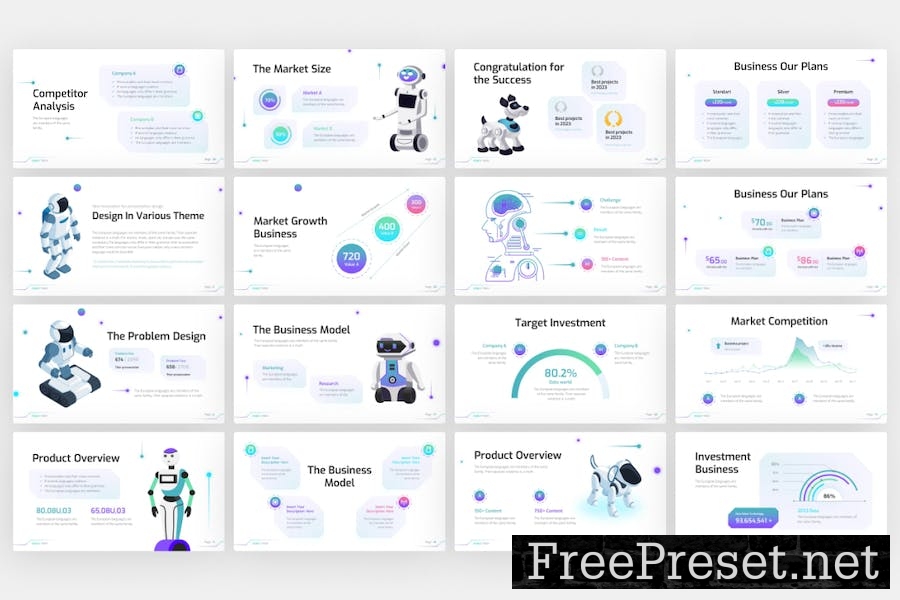 Robot Tech Pitchdeck PowerPoint Template 3PC6SUB