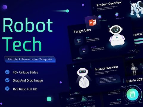 Robot Tech Pitchdeck PowerPoint Template 3PC6SUB