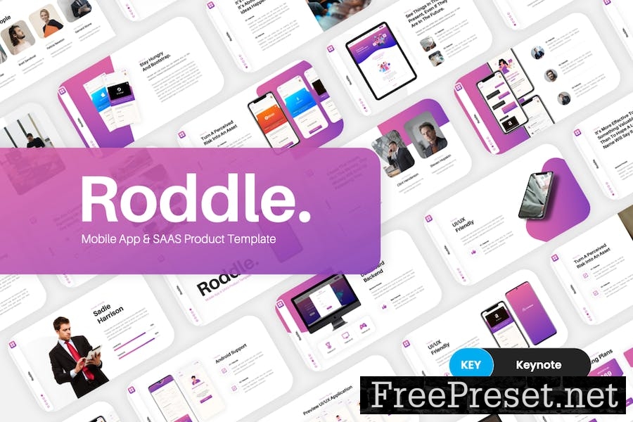 Roddle - Mobile App & SAAS Keynote Template H4ZYLSB