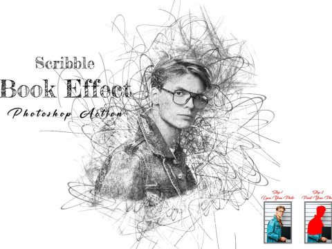 Scribble Book Effect PS Action 10855053