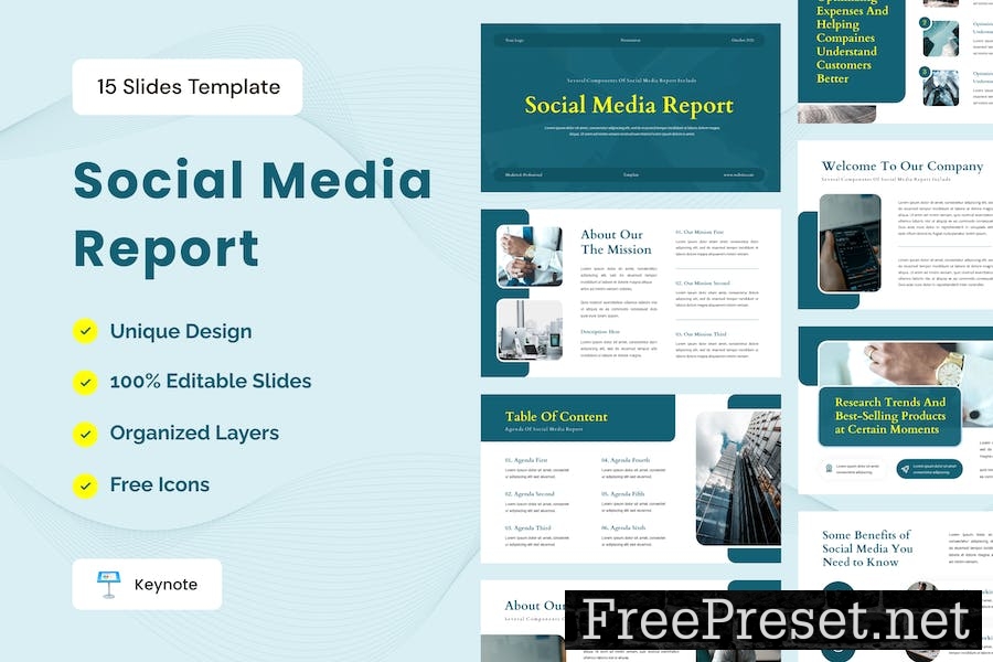 Social Media Report Presentation Template Keynote 8ZBY3R8