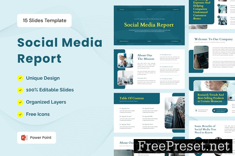 Social Media Report Presentation Template KSZ79TG