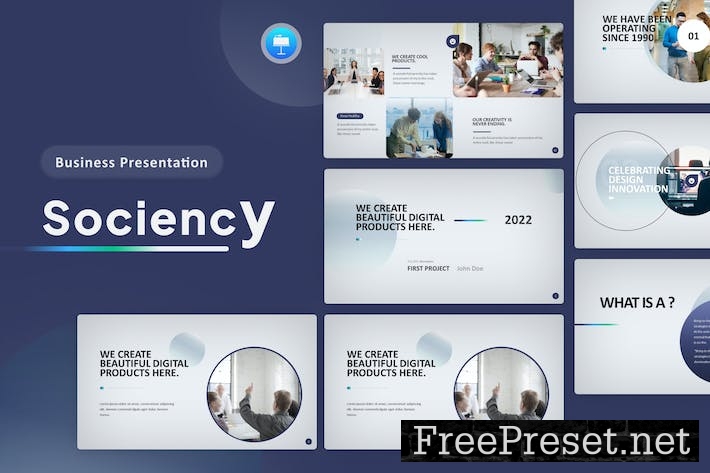 Sociency Blue Modern Multipurpose Keynote