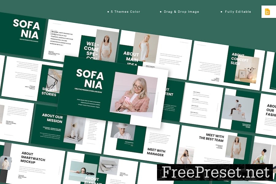 Sofania - Creative Lookbook Google Slides Template JVCB9UP