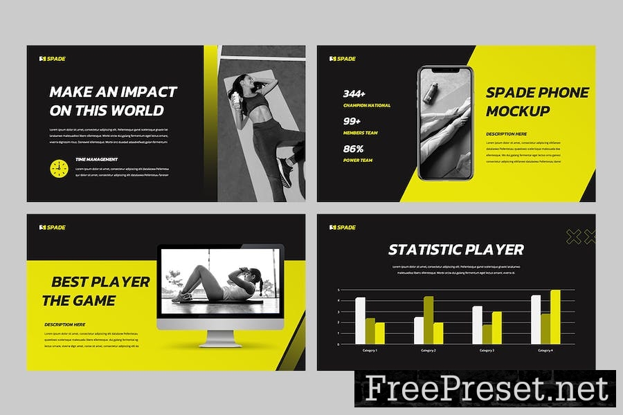 SPADE - Sport & Fitness Google Slides Template HQFQ67D