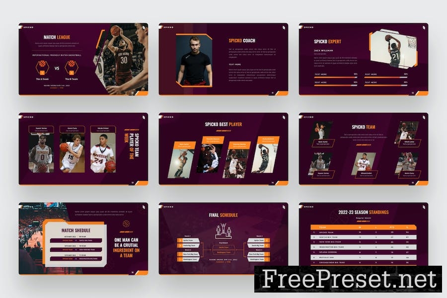 Spicko - Google Slides basketball sports template TWYEKBA