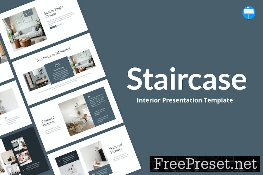 Staircase Blue Minimalist Interior Keynote 8RMTXNF