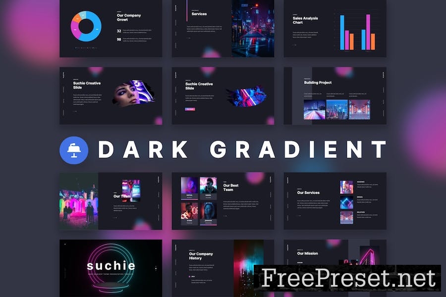 Suchie - Dark Gradient Theme Keynote Template X35SA2U