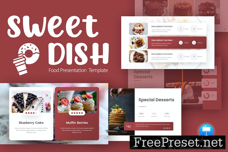 Sweet Dish Maroon Modern Food Vector Keynote 5FZZAQY