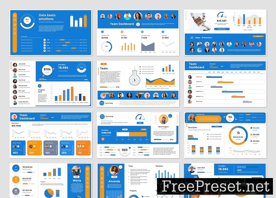 Team Dashboards Powerpoint Presentation Template DRJZJUK