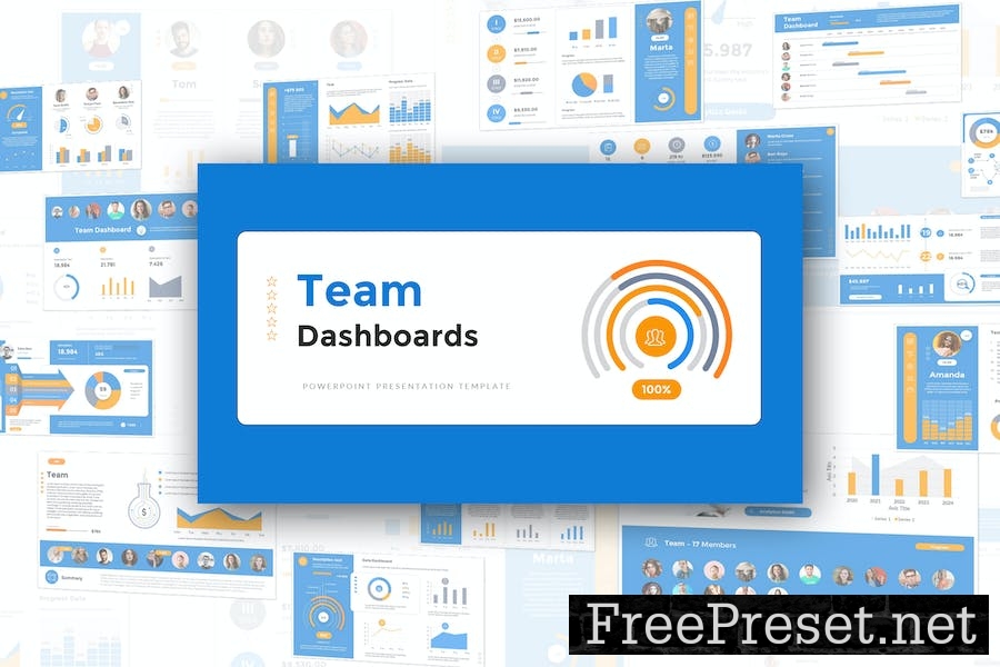 Team Dashboards Powerpoint Presentation Template DRJZJUK