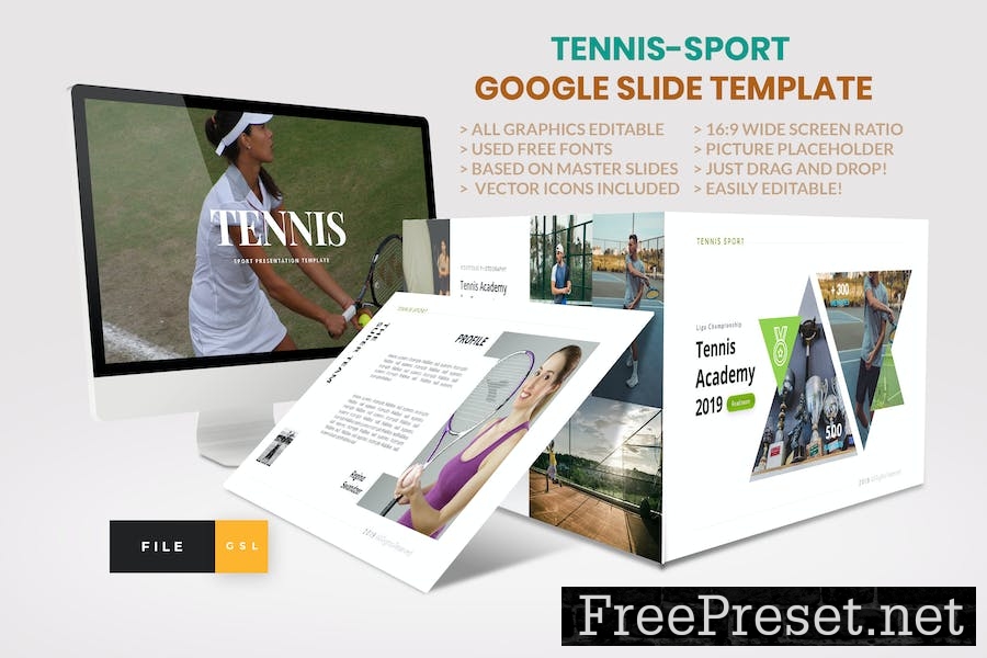 Tennis-Sport Google Slide Template NKWB882