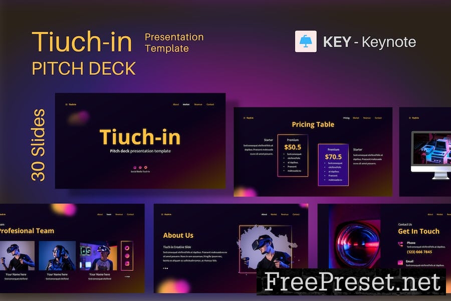 TIUCH-IN Keynote Pitch Deck Presentation Template TKA9Z7J