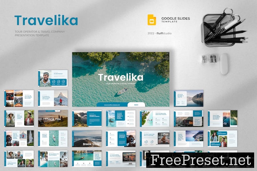 Travelika - Tour and Travel Google Slides Template KPGUCQ9