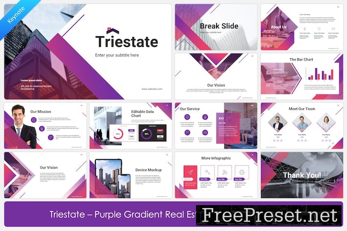 Triestate - Purple Gradient Real Estate Keynote