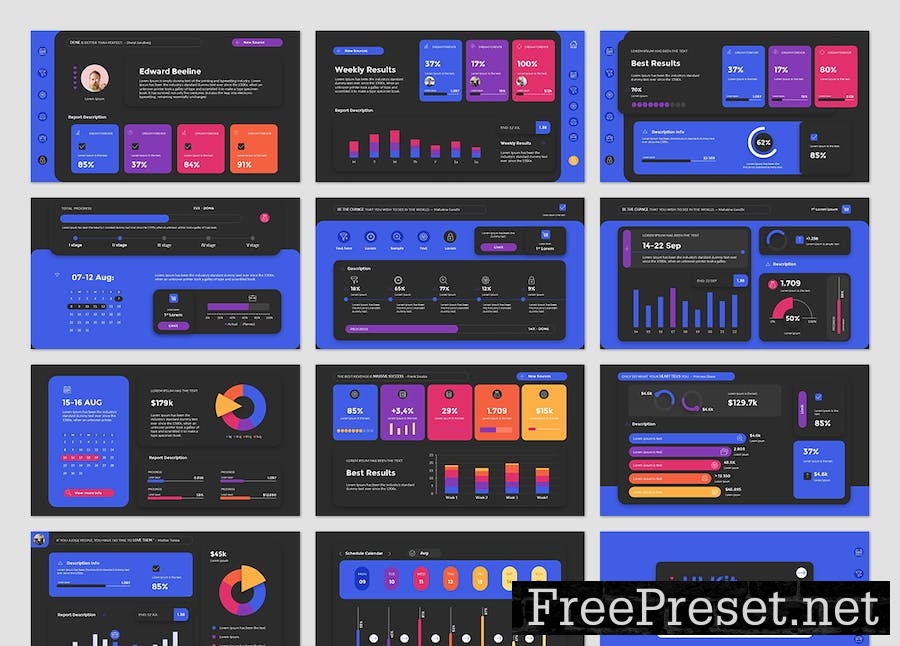 UI Kit Dashboards PowerPoint LC2RF4J