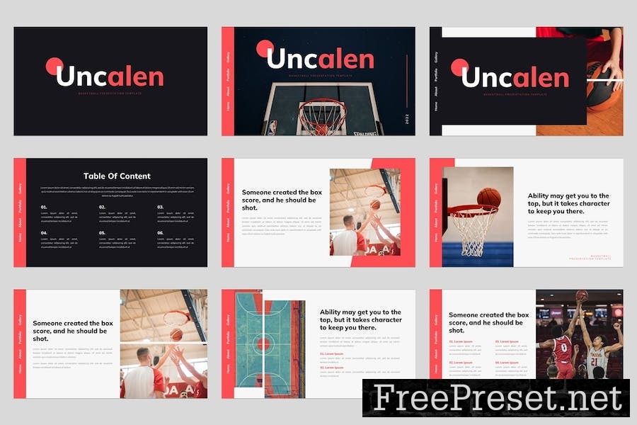 Uncalen - Baskeball Sport Keynote Template 7325SST