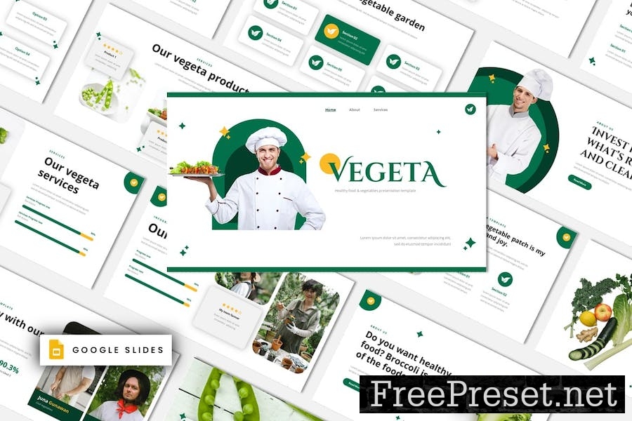 VEGETA- Healthy Food Google Slides Template 85BUS94