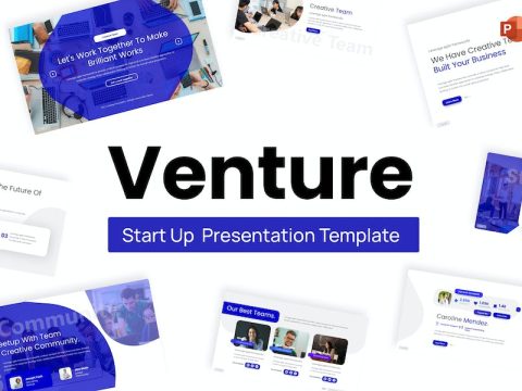 Venture Blue Modern Startup Geometric PowerPoint 4K5JEMU