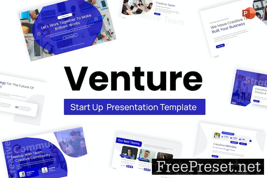 Venture Blue Modern Startup Geometric PowerPoint 4K5JEMU