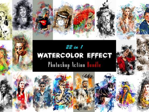 Watercolor Effect Photoshop Action Bundle 10888912