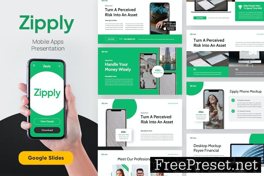 ZIPPLY - Mobile App Google Slides Template