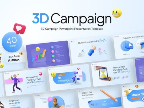 3D Campaign Creative PowerPoint Template 2AEP7GT