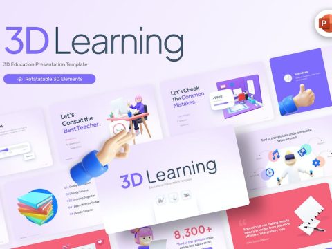 3D Learning Education PowerPoint Template 8RPZFBH